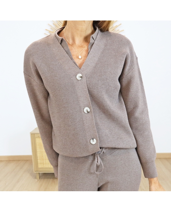 Cardigan MIX & MATCH Tiffosi – détail boutons ton sur ton