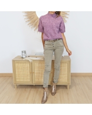 Pull KACUBA violine – look complet avec jean Vic & bottines Giovanna