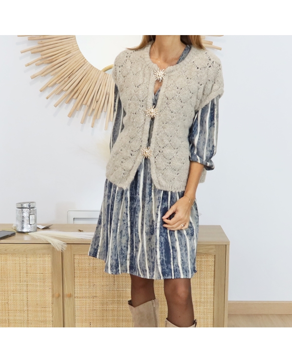 Gilet femme MORGANE beige taupe – vue de face