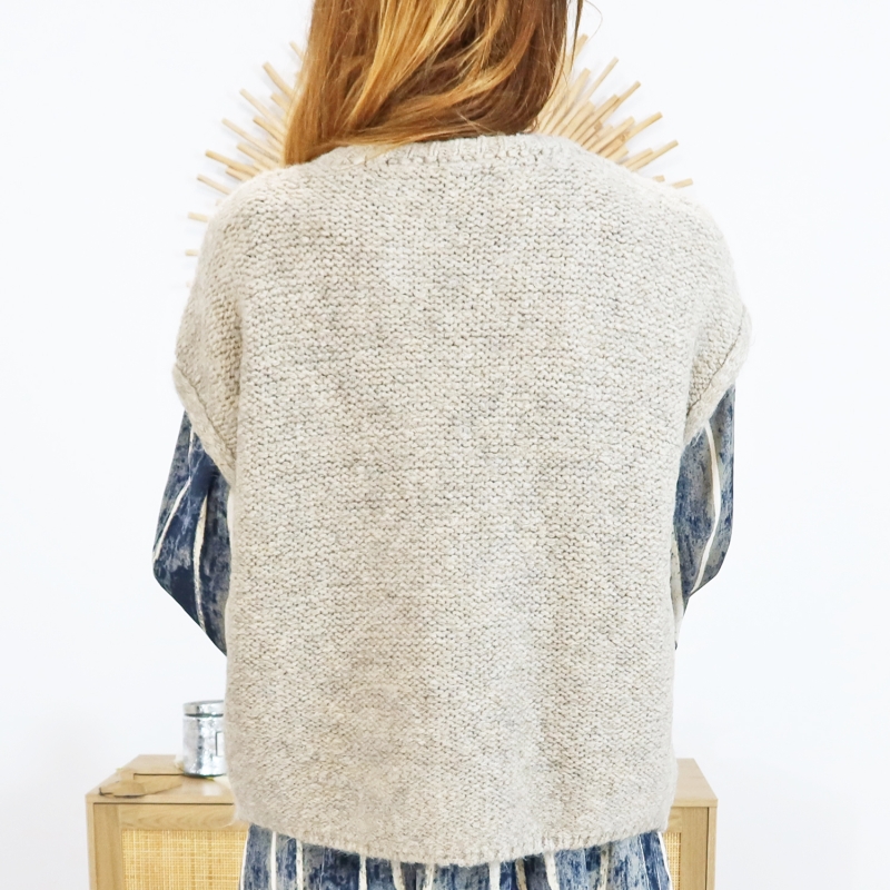 Gilet beige taupe MORGANE – vue de dos
