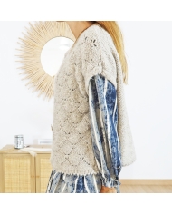 Gilet MORGANE beige taupe – style cocooning chic