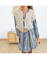 Gilet femme MORGANE – look avec robe BETTINA & bottes HARMONY