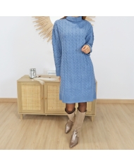 Robe NAOMI bleue – vue de dos coupe droite