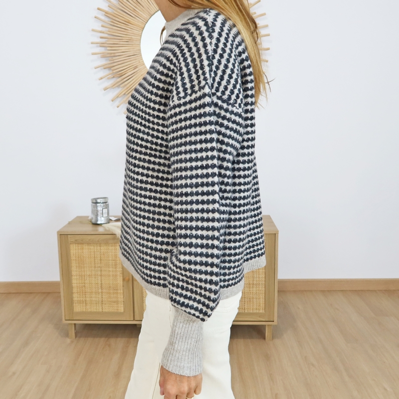 Pull KAELLERY – détail maille douce bicolore