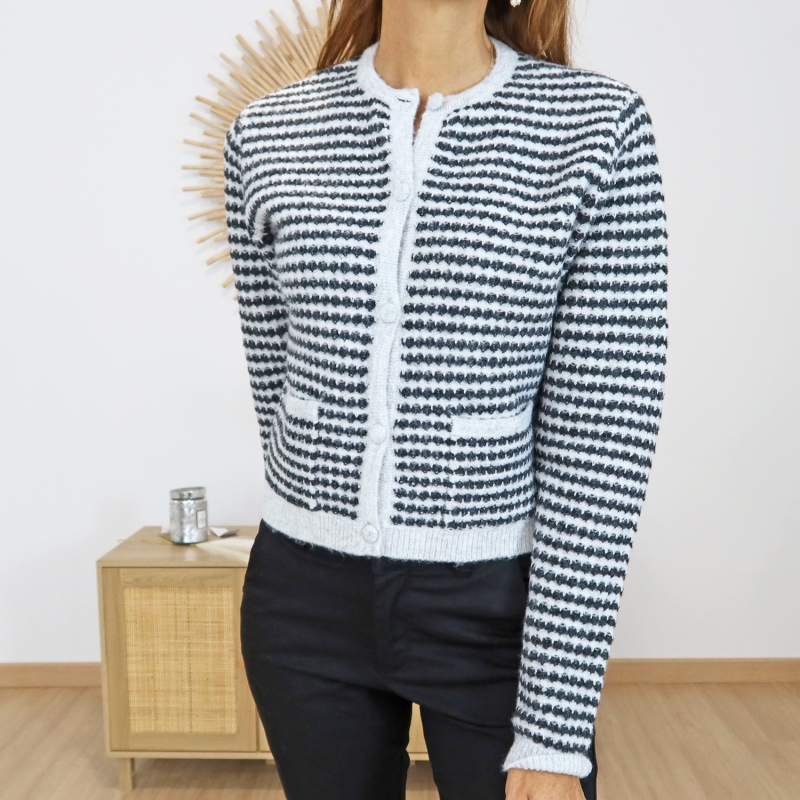 Gilet femme KAELLERY Kaffe – vue de face beige & anthracite