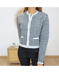 Gilet femme KAELLERY Kaffe – vue de face beige & anthracite