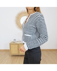 Gilet beige anthracite – vue de dos coupe droite