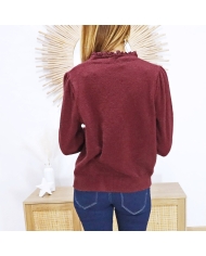 Pull femme bordeaux – vue de dos coupe fluide