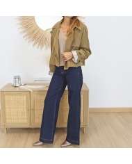 Veste kaki bronze – look avec jean  & bottines HARMONY