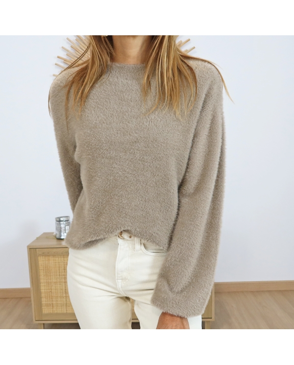 Pull NAOMI Garcia – vue de face coloris taupe