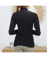Pull fin noir – vue de dos coupe près du corps