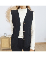 Gilet LOUISETTE noir – vue de face