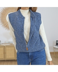 Gilet sans manches bleu – détail fermeture zip