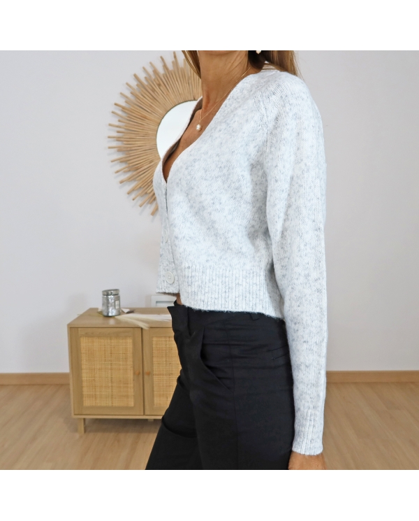 Gilet gris clair Tiffosi – détail col V & boutons