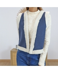Gilet femme  LUCKY bleu suédine – vue de face