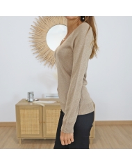 Pull femme scintillant – détail maille fine