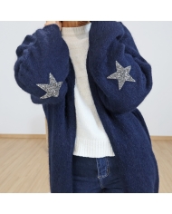 Gilet marine – patch étoile brillante sur coude