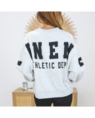 Sweat oversize gris – détail inscription dos