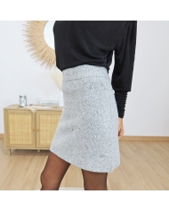 Jupe taille élastique grise – détail maille