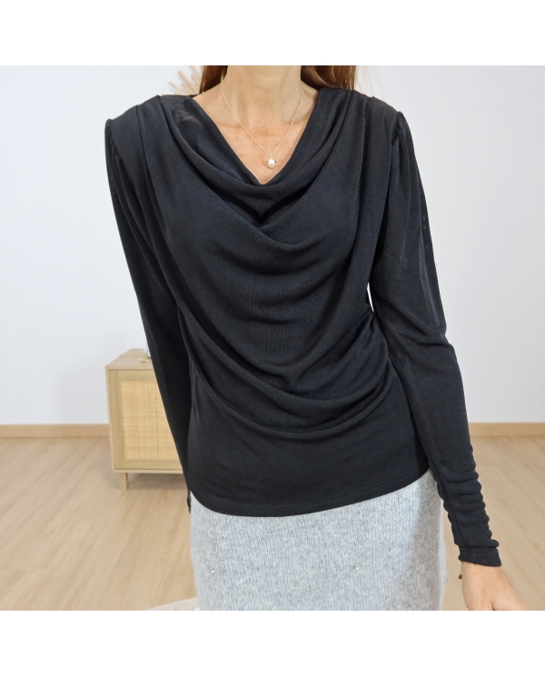 Top femme KAGINA noir – vue de face