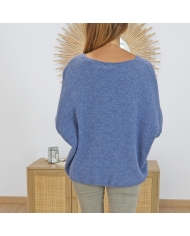 Pull femme oversize col V – vue de dos