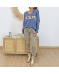 Pull oversize femme bleu jean – tombé fluide