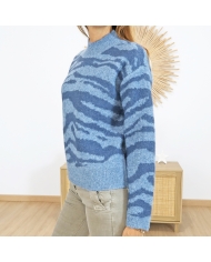 Pull KASANDRA – détail bicolore bleu clair & bleu foncé