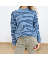 Pull femme hiver bleu – composition laine