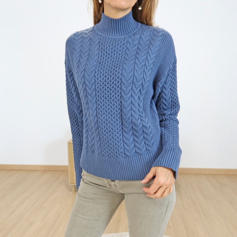Pull femme EDWINA bleu – vue de face