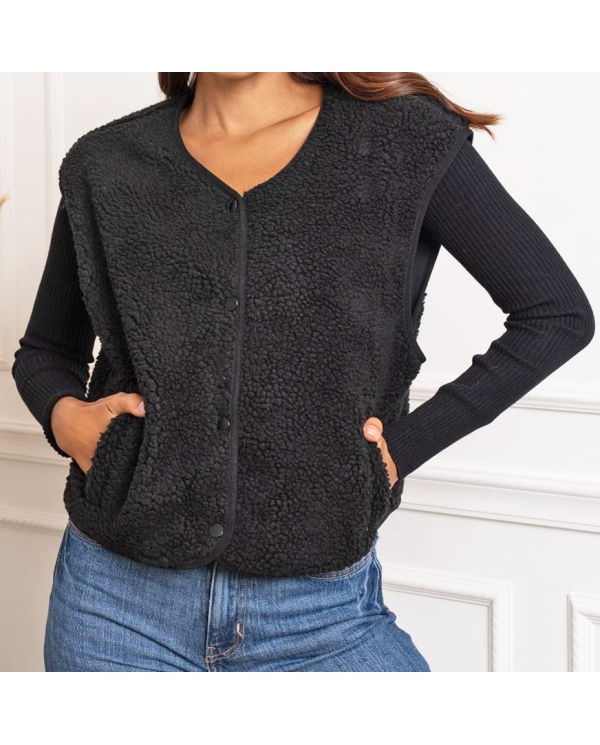 Veste sans manches DORIS noire – vue de face