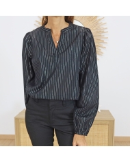 Blouse femme noire KALUISE – vue de face