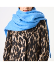 Look manteau léopard avec écharpe LORÉNA bleu