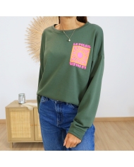 Sweat oversize kaki SOLÉNA – vue de face