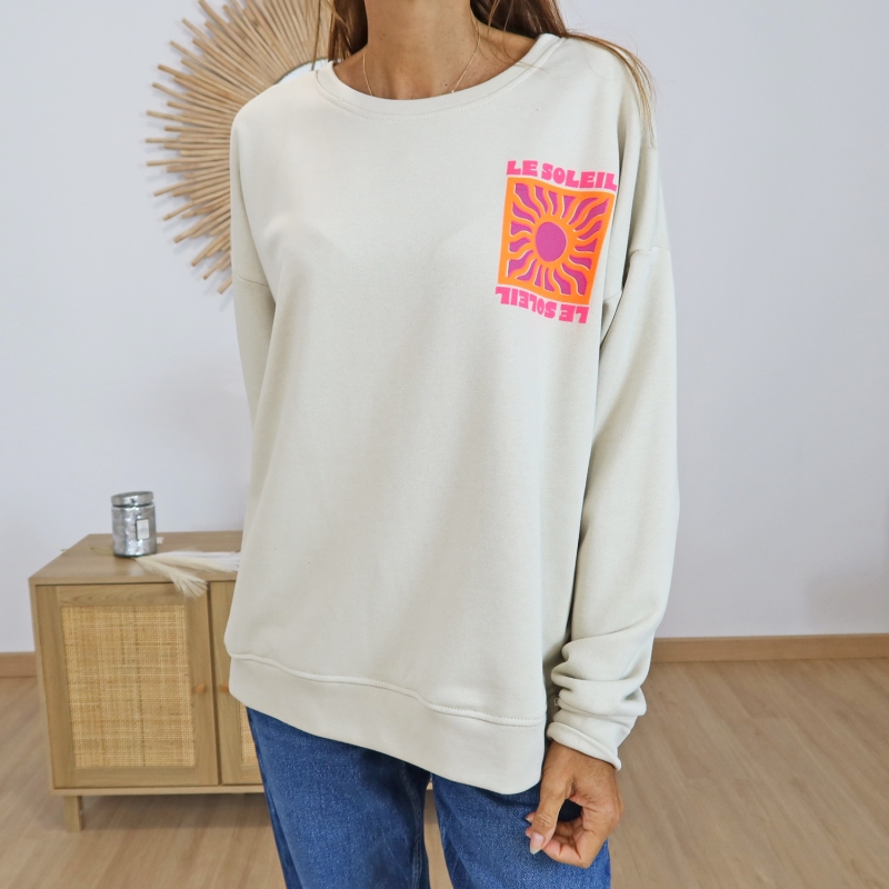 Sweat écru coton gratté