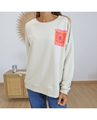 Sweat écru coton gratté