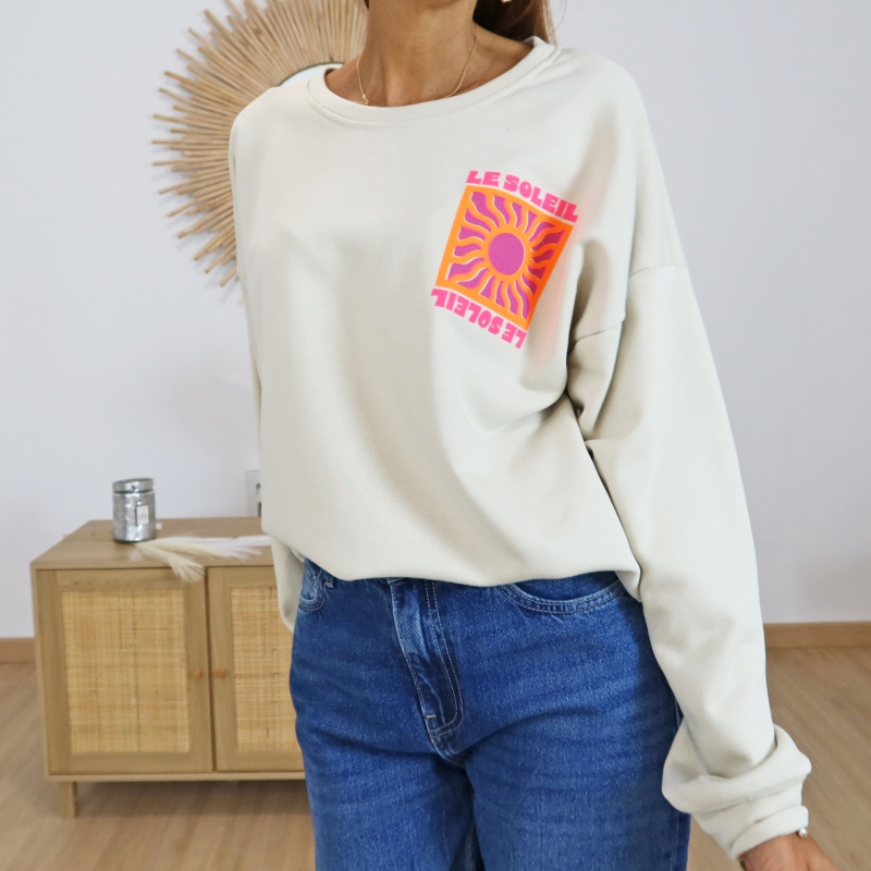 Look sweat SOLÉNA écru + jean