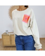 Look sweat SOLÉNA écru + jean