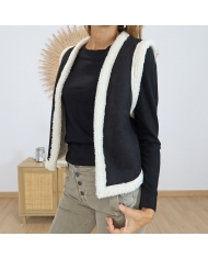 Gilet LUCKY noir femme sans manches vue de face