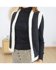 Détail suédine noire gilet LUCKY
