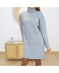 Robe pull NAOMI gris col roulé femme