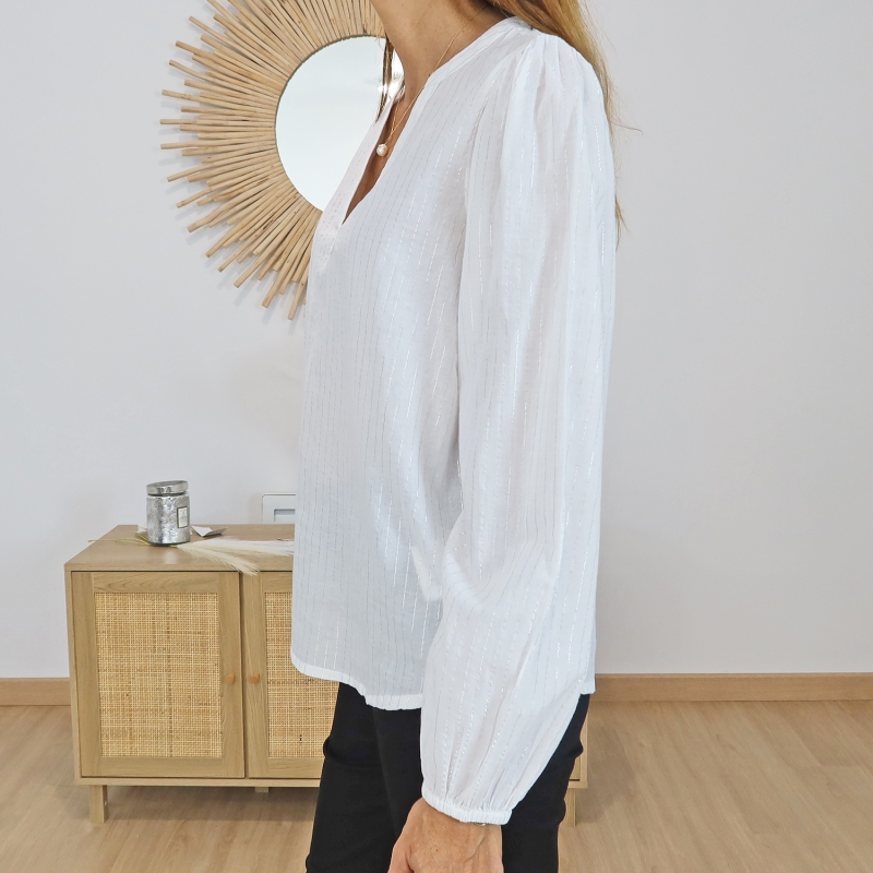 Blouse féminine blanche fluide KALUISE