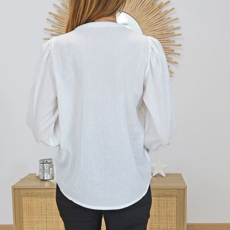 Blouse féminine blanche fluide KALUISE vue dos