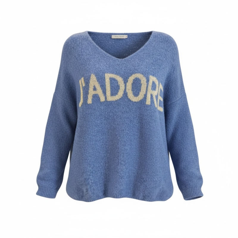 Pull J'adore bleu