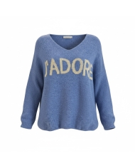 Pull J'adore bleu