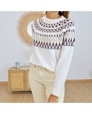 Pull femme ALBERTA Tiffosi écru prune – vue de face