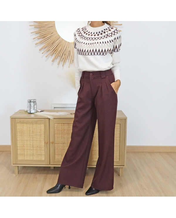 Pantalon tailleur prune femme – vue complète