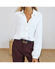 Association chemisier Odette + pantalon tailleur prune