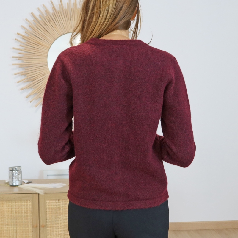 Gilet femme bordeaux coupe droite