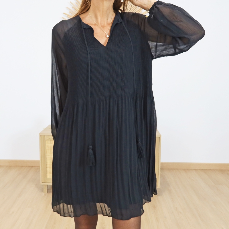 Voile plissé doublé – détail textile