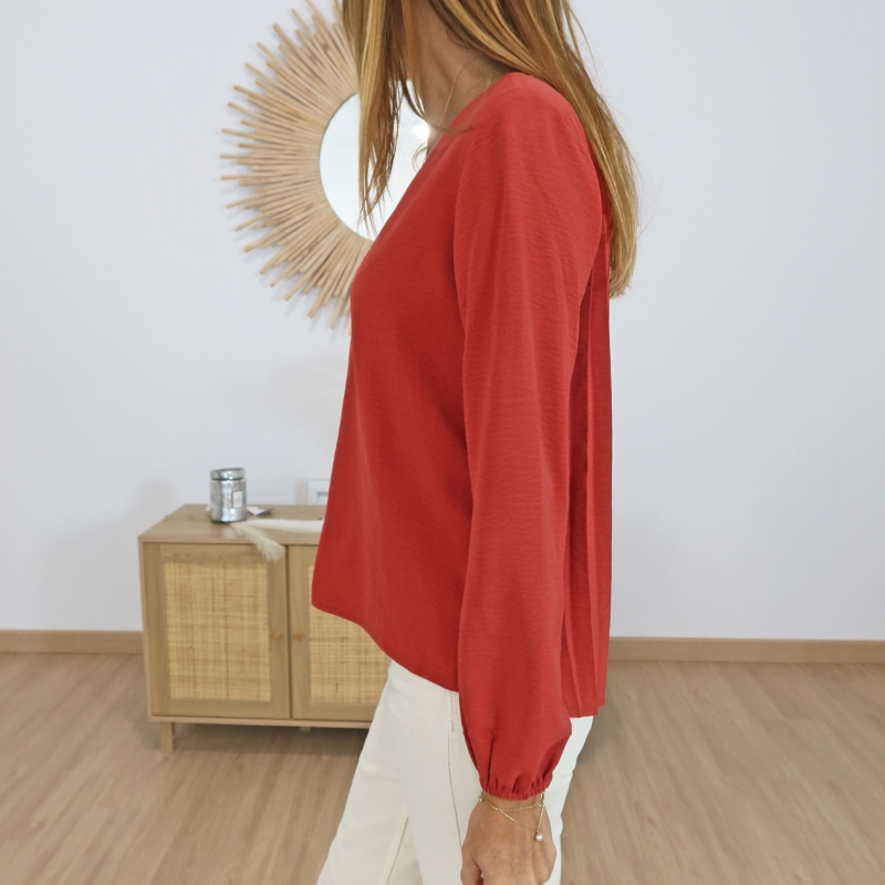 blouse femme fluide rouge tomate